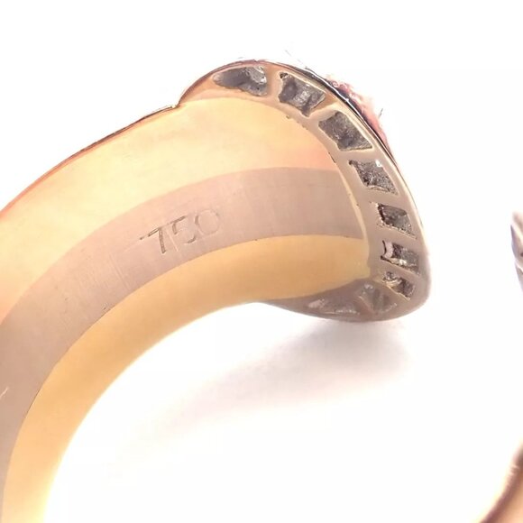 Authentic! Cartier Diamond Double C 18k Tri-Color Gold Band Ring Size 53 US 6.25 - Picture 8 of 11